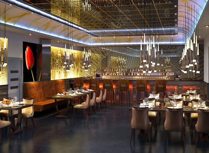 The Corniche Luxe restaurant London 3d visualisatie